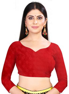 Red kota silk with rich pallu woven saree with blouse 3