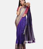 VASTRANAND Purple & Golden Woven Design Banarasi Saree,.
