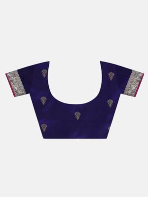 VASTRANAND Purple & Golden Woven Design Banarasi Saree,. 5
