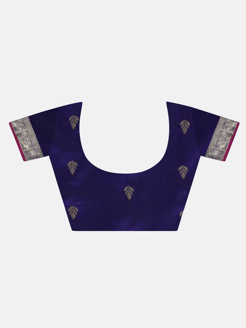 VASTRANAND Purple & Golden Woven Design Banarasi Saree,.