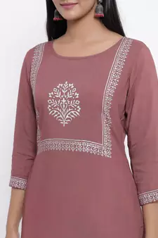 Purple woven viscose rayon palazzo-kurta