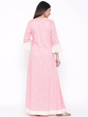 Pink woven viscose rayon kurti-trouser 2