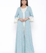 Blue woven viscose rayon kurti-trouser