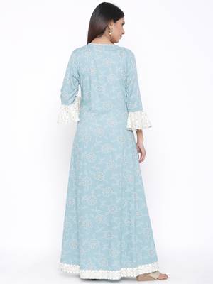 Blue woven viscose rayon kurti-trouser 2