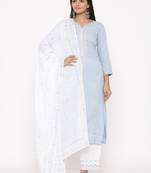 Blue woven viscose rayon kurti-trouser