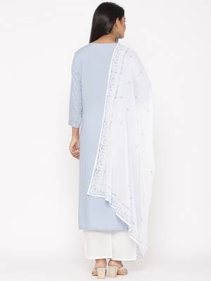 Blue woven viscose rayon kurti-trouser 2
