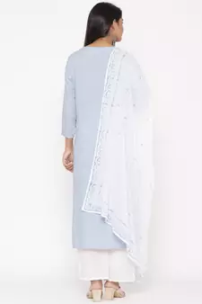 Blue woven viscose rayon kurti-trouser
