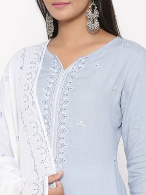 Blue woven viscose rayon kurti-trouser 3