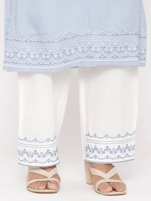 Blue woven viscose rayon kurti-trouser 4
