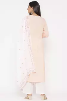 Pink woven viscose rayon palazzo-kurta