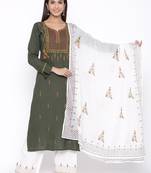 Green woven viscose rayon palazzo-kurta