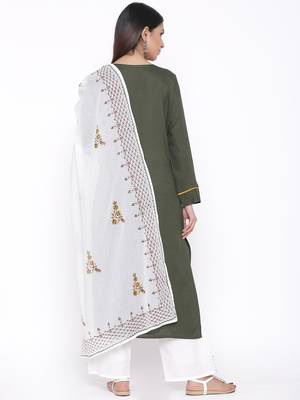 Green woven viscose rayon palazzo-kurta 2