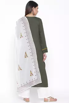 Green woven viscose rayon palazzo-kurta
