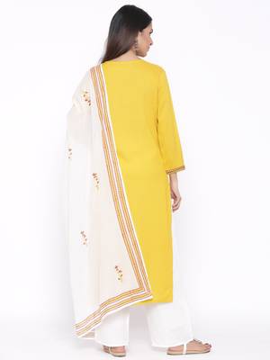 Yellow woven viscose rayon palazzo-kurta 2