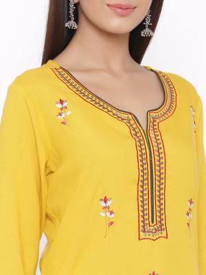 Yellow woven viscose rayon palazzo-kurta 3