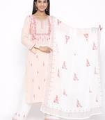 Pink woven viscose rayon palazzo-kurta