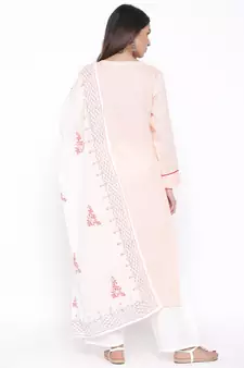 Pink woven viscose rayon palazzo-kurta