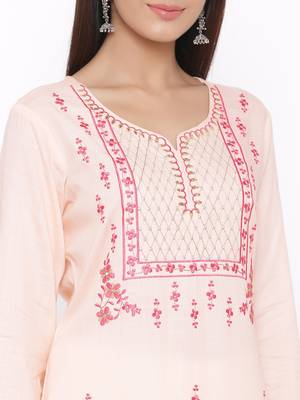 Pink woven viscose rayon palazzo-kurta 3