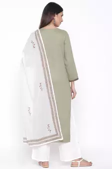 Grey woven viscose rayon palazzo-kurta