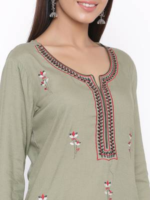 Grey woven viscose rayon palazzo-kurta 3