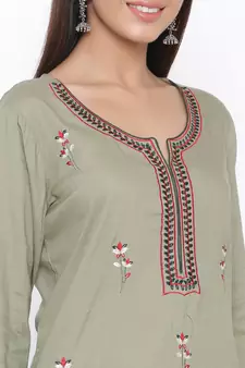 Grey woven viscose rayon palazzo-kurta