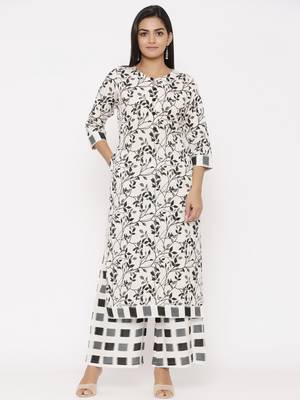 Grey woven viscose rayon palazzo-kurta 1