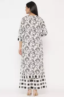 Grey woven viscose rayon palazzo-kurta