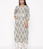 Grey woven viscose rayon palazzo-kurta