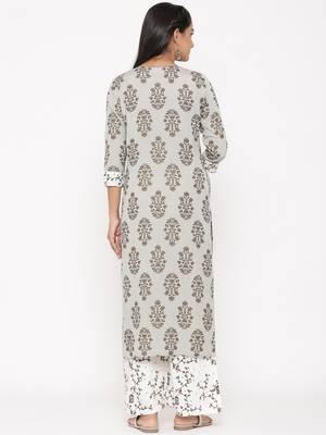 Grey woven viscose rayon palazzo-kurta 2