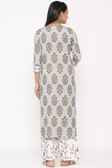 Grey woven viscose rayon palazzo-kurta