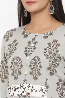 Grey woven viscose rayon palazzo-kurta