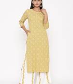 Yellow woven viscose rayon palazzo-kurta