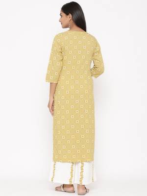 Yellow woven viscose rayon palazzo-kurta 2