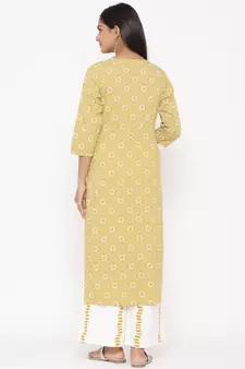 Yellow woven viscose rayon palazzo-kurta