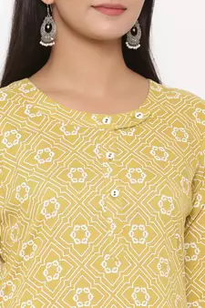 Yellow woven viscose rayon palazzo-kurta
