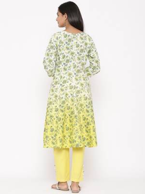 Yellow woven viscose rayon kurti-trouser 2