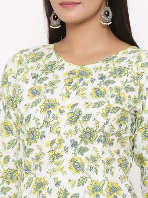 Yellow woven viscose rayon kurti-trouser 3