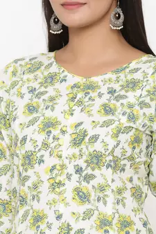 Yellow woven viscose rayon kurti-trouser