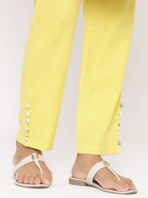 Yellow woven viscose rayon kurti-trouser 4