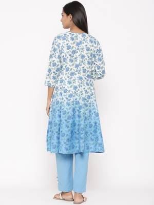 Blue woven viscose rayon kurti-trouser 2