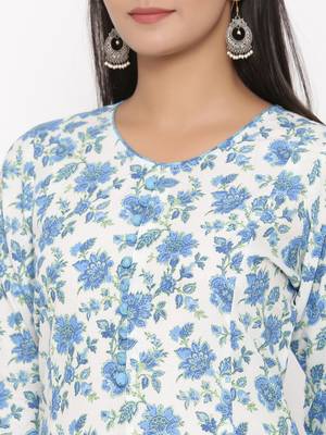 Blue woven viscose rayon kurti-trouser 3