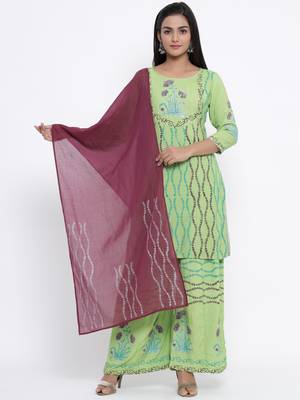 Green woven viscose rayon kurti-trouser 1