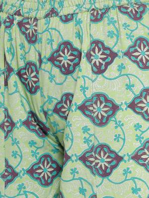 Green woven viscose rayon kurti-trouser 4
