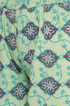 Green woven viscose rayon kurti-trouser