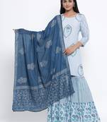 Blue woven viscose rayon palazzo-kurta