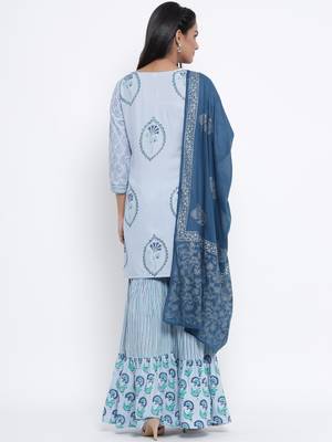 Blue woven viscose rayon palazzo-kurta 2