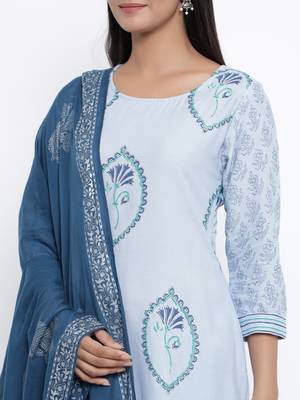 Blue woven viscose rayon palazzo-kurta 3