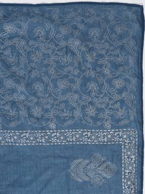 Blue woven viscose rayon palazzo-kurta 4