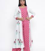 Pink woven viscose rayon palazzo-kurta