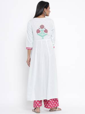 Pink woven viscose rayon palazzo-kurta 2
